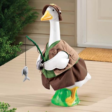 Fisherman Goose Outfit - Lawn Goose Outfits - Miles Kimball Goose Costume, Goose Outfits, Porch Goose, Lawn Goose, Fishing Outfit, Duck Costumes, Goose Clothes, What The Duck, Pet Ducks