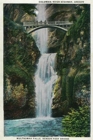 size: 18x12in Art Print: Multnomah Falls on Columbia River - Columbia River, OR by Lantern Press : Bible Background, Waterfall Art, Beautiful Scenery Photography, Most Paused Movie Scenes, Multnomah Falls, Water Falls, Places On Earth, Breathtaking Places, Waterfall Photography