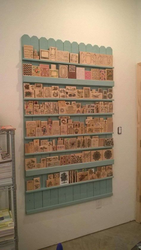 Wood stamp organizations Stamp Organization Ideas, Wooden Stamp Storage, Stamp Storage Ideas, Rubber Stamp Storage, Stamp Organization, Craft Storage Organization, Scrapbook Storage, Scrapbook Organization, Stamp Storage