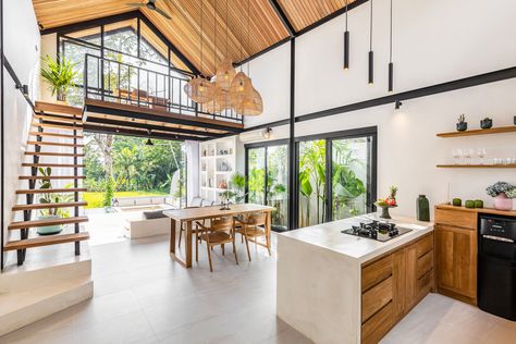 Cepaka House on Behance Small Tropical House, Bali Architecture, Bali Style Home, Modern Tropical House, Tropical House Design, Plan Villa, Small Villa, Bali House, Beach House Interior Design