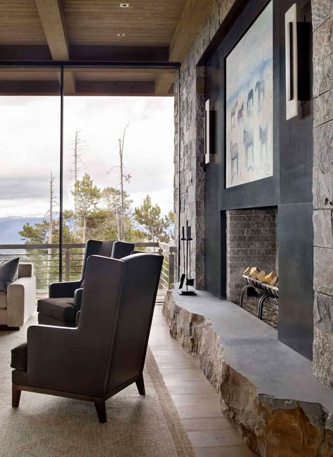 Pearson Design Group, Mountain Dream Homes, Modern Mountain Home, Big Sky Country, Gorgeous Interiors, Mountain Modern, Modern Mountain, Fireplace Design, Big Sky