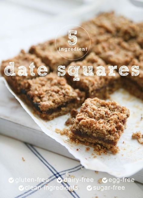 I don’t know about you, but I catch myself sometimes dreaming about the perfect dessert. Lately, it’s been the thought of biting into those incredibly delicious and seductive classic Date Squares. I can be a master at making my dreams come true (wink!) because just then – this happened! Gluten-free, dairy-free, egg-free Date Squares with...Read More » Healthy Date Squares, Dairy Snacks, Date Squares, Square Recipes, Sugar Free Vegan, Wheat Free Recipes, Egg Free Recipes, Medjool Dates, Healthy Gluten Free