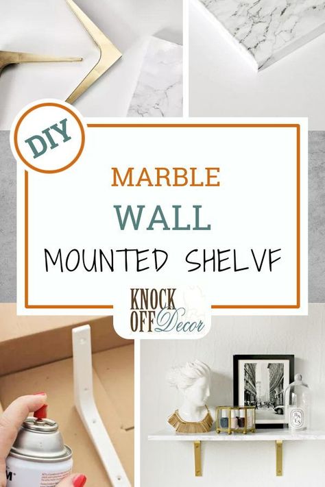 Replicate this stunning marble shelf in a few easy steps with this CB2 knock off tutorial. Shannon from the popular blog Burlap and Lace shares with us all the details and tips she has on tackling this DIY. Diy Marble Wall, Diy Shelf, Wall Mounted Shelf, Marble Shelf, Country Farmhouse Style, Diy Marble, Burlap And Lace, Marble Wall, Shelf Styling