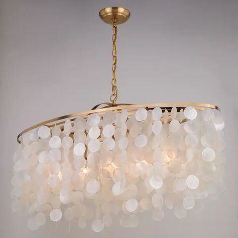 Elsa 5L Coastal Capiz Shell Linear Chandelier Island Pendant Light Fixture - 35.75-in W x 21-in H x 15-in D - Bed Bath & Beyond - 20907294 Capiz Shell Chandelier, Coastal Glam, Shell Chandelier, Glam Modern, Island Pendant Lights, Capiz Shell, Pendant Fixture, Island Pendants, Linear Chandelier