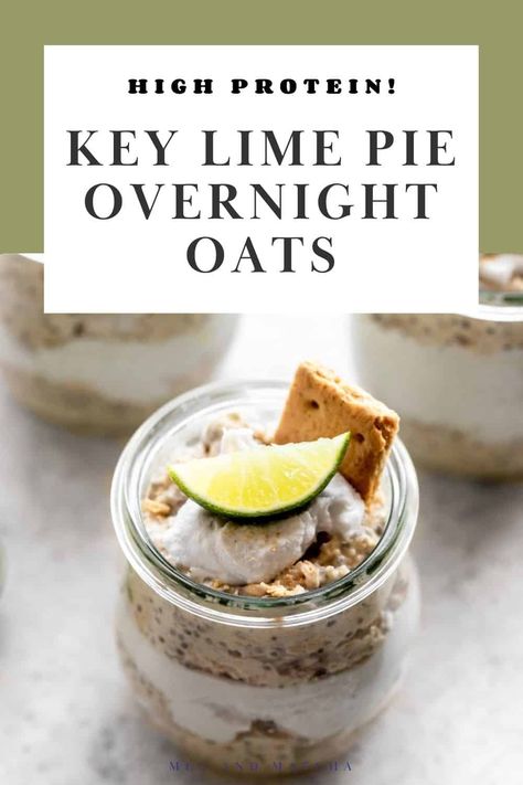 These high-protein Key lime pie overnight oats with honey are packed with protein and are creamy, tangy, and delicious. They are super easy to meal prep for a healthy breakfast and take on-the-go. They're the perfect nutritious and nourishing way to start your day! Key Lime Overnight Oats Healthy, Key Lime Pie Overnight Oats, Key Lime Overnight Oats, Lime Overnight Oats, Overnight Oats Protein Powder, Key Lime Yogurt Pie, Blueberry Chocolate Chip Muffins, Cold Oats, Best Overnight Oats Recipe