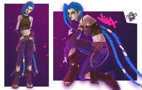 The Sims 4 CC Arcane League of Legends Jinx by mucammo Sims 4 Jinx Cc, Jinx Sims 4 Cc, Sims 4 League Of Legends Cc, Arcane Sims 4 Cc, Cc Cosplay, Ts4 Clothes, Sims Poses, Arcane Jinx, Jinx Arcane