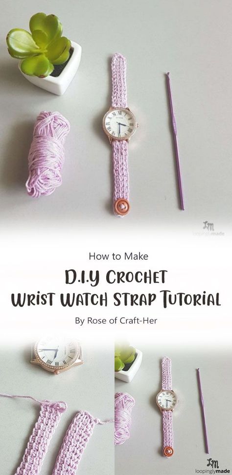 Give your Watch a new look with this adorable D.I.Y Crochet Wrist Watch Strap Tutorial By Rose of Craft-Her. It’s so easy even beginners can do it! Diy Watch Strap Ideas, Crochet Watch Strap, Crochet Watch Band Free Pattern, Crochet Watch Band, Crochet Apple Watch Band, Diy Watch Strap, Watch Strap Ideas, Diy Watch Band, Crochet Bracelet Tutorial