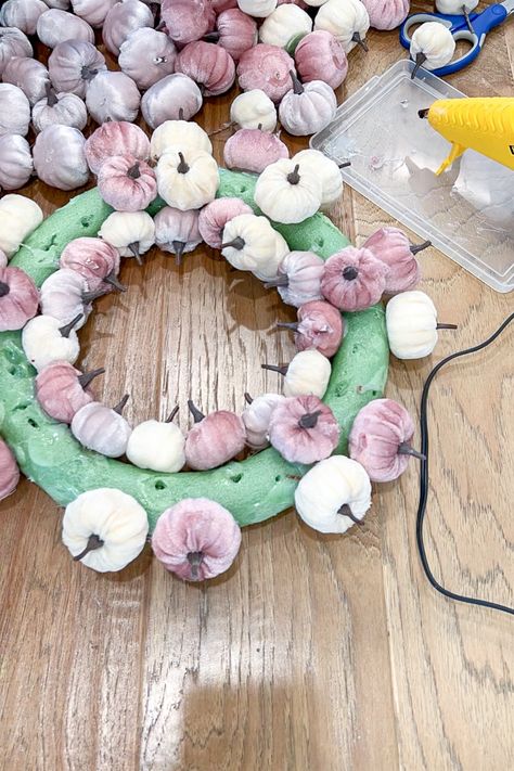 Diy Pumpkin Wreath, Pumpkin Wreath Tutorial, Pumpkin Wreath Diy, Hoop Wreaths, Best Match, Foam Pumpkins, Small Wreaths, Faux Pumpkins, Home Decor Style