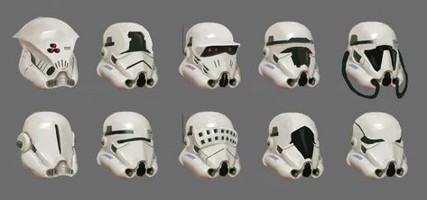 ArtStation - Stormtrooper's Helmet Designs, Hung Bui Star Wars Helmets, Star Wars Clones, Star Wars Helmet, Helmet Designs, Helmet Concept, Stormtrooper Helmet, Star Wars Design, Star Wars Trooper, Dark Vador