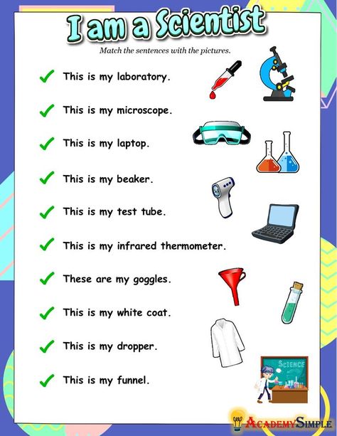 #academysimple, #worksheets, #printable, #primaryschool, #elementaryschool, #academia, #kidsactivities, #activitiesforkids, #homeschooling, #educationalresources, #download, #pdf, #practice, #learning, #education, #grade3english #englishworksheets #vocabulary #words #nouns #scientist English Words Vocabulary, Egyptian Crafts, Words Vocabulary, Infrared Thermometer, School Worksheets, Vocabulary Worksheets, Reading Worksheets, Test Tube, Worksheets For Kids