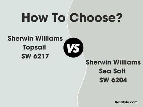 When selecting a soothing, versatile green paint color, popular picks from Sherwin-Williams include Topsail SW 6217 and Sea Salt SW 6204. Both are sophisticated greens that work beautifully throughout homes. But what exactly sets these Sea Salt By Sherwin Williams, Sw Topsail Vs Sea Salt, Sherwin Williams Topsail Bathroom, Seasalt Sw, Ranch Makeover, Green Kitchen Island, Sea Salt Sherwin Williams, Sherwin Williams White, Greige Paint Colors