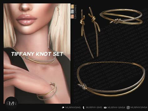 Hey everyone! Today I am presenting you our Tiffany & Co. Collab, which we made with amazing Bergdorfverse ❤  My part contains four sets of jewelry. Every set is available for both female and male sims... Sims4 Jewelry, Sims Cc Accessories, Sims4 Cc Clothes, Ts4 Accessories, The Sims 4 Accessories, Cc Jewelry, Sims 4 Cc Shopping, Sims 4 Jewelry, Sims 4 Cc Accessories