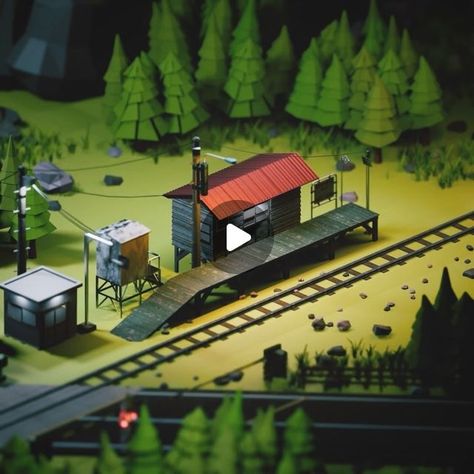 Sofyan Kurniawan on Instagram: "oh the train doesn’t stop here 😅  Kita-Chippubetsu station, somewhere in japan. This is very unique because this station is so small 🏡  #lowpoly #lowpolyart #lowpoly3d #3dlowpoly #isometric #3dilustration #3d #3dart #3dartist #blender #blender3d #blender3dmodelling #lowpolylook #isometricillustration #3disometric #train #japanrailway" Low Poly Train Station, Blender Environment, Japan Train, Isometric Illustration, Low Poly Art, Low Poly 3d, 3d Modelling, Blender 3d, 3d Artist