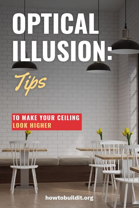 Want to know how to make your ceiling look higher? Maybe you have low ceilings or just want your home to feel bigger? Either way, we have some optical illusion tips to do just that. Immediately make a room feel taller with our awesome tips we want to share with you. #homeimprovement #makeceilingslookhigher Low Ceiling Home Ideas, Low Ceiling Wall Decor, Living Rooms With Low Ceilings, How To Make Low Ceilings Feel Higher, How To Decorate Low Ceiling Rooms, Accent Wall Low Ceiling, How To Make A Room Feel Taller, How To Make Rooms Look Taller, Make Room Feel Taller