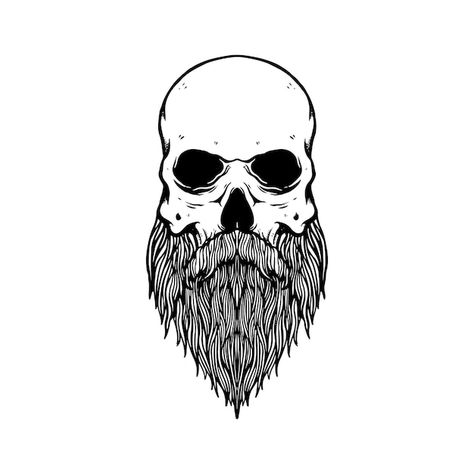 Skull beard inking | Premium Vector #Freepik #vector #hand-drawn-face #hand-drawn #hand-drawn-hands #drawn Bearded Skull Tattoo, Hipster Poster, Skull Template, Animals Sketch, Beard Drawing, Beard Logo, Skull Beard, Skull Hand Tattoo, Beard Art