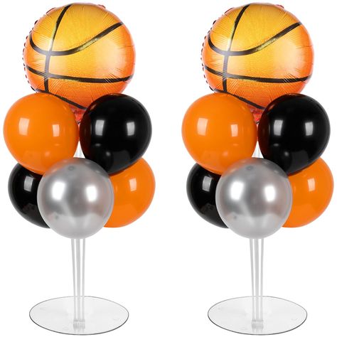 Boys Basketball Birthday Party Ideas, Basketball Centerpiece Ideas, Basketball 1st Birthday Party, Basketball Birthday Party Decorations, Basketball Birthday Party Ideas, Basketball Theme Birthday Party, Basketball Centerpieces, Balloons Stand, Basketball Banquet