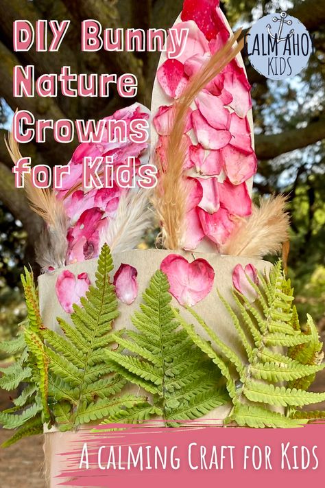 A lovely nature and mindful movement craft for kids. A simple eco friendly party or Easter craft! Eco Easter Bonnet, Bunny Nature, Eco Friendly Party, Eco Friendly Easter, Nature Crown, Easter Bonnets, Diy Bunny, Nature Party, Wooden Wand