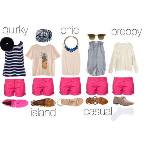 Pink shorts + tricô creme Pink Shorts Outfits Summer Casual, What To Wear With Pink Shorts, How To Style Pink Shorts, Pink Shorts Outfits Summer, Hot Pink Shorts Outfits, Pink Shorts Outfits, Preppy Wardrobe, Hot Pink Shorts, Summer Shorts Outfits