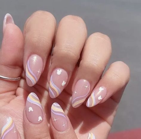 Cute Disney Nail Ideas, Disney Nails Pink, Neutral Disney Nails, Short Disney Nails, Disney Nails Short, Disney Nails Simple, Cute Disney Nails, Nail Art Design 2023, Simple Disney Nails