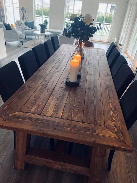 Big Farmhouse Table, 8 Person Farmhouse Table, Wood Dinner Table Rustic, Extra Large Farmhouse Table, Farm Table Kitchen & Dining Tables, Large Dining Room Table For 8, 12 Ft Table, Long Wooden Kitchen Table, Thick Wooden Dining Table