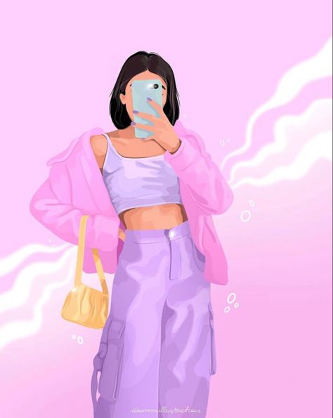 Outfit idea #illustration #poseandrepeat #pose #outfit #pink #procreate #digitalart #art #fashion Idea Illustration, Outfit Pink, One Year Anniversary, Year Anniversary, Pastel Colors, Pastel, Illustrations, Pink