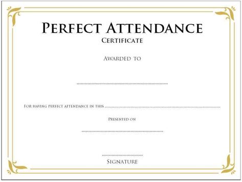 Perfect Attendance Certificate Template (2) - TEMPLATES EXAMPLE | TEMPLATES EXAMPLE Award Templates Free, Attendance Template, Perfect Attendance Award, Perfect Attendance Certificate, Attendance Certificate, Meeting Notes Template, Microsoft Word Free, Certificate Format, Certificate Of Achievement Template