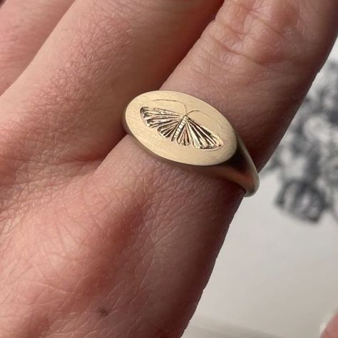 June Cream on Instagram: "The classic house moth signet ring is back up on the website and it has a new pendant friend! I just love moths for some reason, always have. These listings are live and I'll be throwing a bunch of new website stuff at you all month ❤️. #housemoth #mothring #handengraved" Moth Ring, Lost Wax Jewelry, Wax Carving, Lost Wax, Classic House, New Website, Dream Jewelry, Hand Engraving, Signet Ring