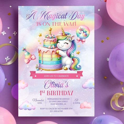 Have a little unicorn in need of a birthday invite? We have you covered! . . . . . . #unicornbirthdayparty #birthdaypartyinvitations #smallbusiness #etsyshop #shopsmall #1stbirthday #magical #womanownedbusiness Unicorn Invitation, Ice Cream Birthday Party, Unicorn Birthday Invitations, Ice Cream Birthday, Unicorn Birthday Parties, Birthday Invite, 7th Birthday, Unicorn Birthday, Kids Birthday Party