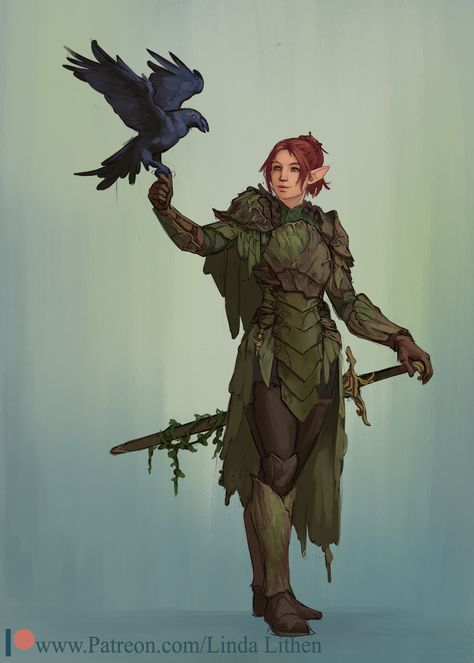 Linda Lithén (@LindaLithen) / X Dnd Paladin, Dnd Druid, Dnd Elves, Elf Characters, Elf Druid, Green Knight, Forest Elf, Dnd Ideas, Elf Art