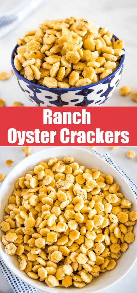 Ranch Dressing Crackers, Oyster Crackers Recipe, Seasoned Oyster Crackers, Ranch Oyster Crackers, Ranch Crackers, Easy Homemade Snacks, Seasoned Crackers, Crackers Recipe, Snack Mixes