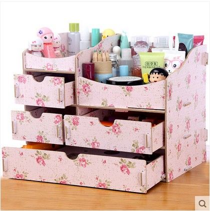 Makeup Organizer Diy, Storage Bins Diy, Wooden Makeup Organizer, Carton Diy, Cardboard Storage, Organizer Diy, Makeup Organization Diy, Makeup Storage Box, Jewelry Organizer Storage