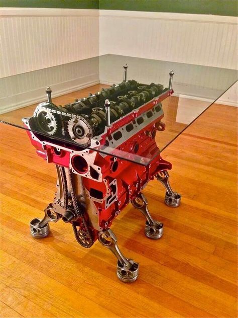 Engine Block Table, Wheel Coffee Table, Engine Table, Room Decor Men, Car Part Art, Car Parts Decor, Steampunk Furniture, Garage Furniture, Washroom Decor