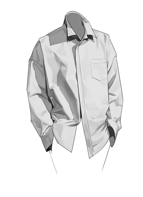 White Button Up Shirt Reference Drawing, White Shirt Drawing Reference, Shirt Folds Reference, Shirt Drawing Tutorial, Taking Shirt Off Reference Drawing, Shirt Drawing Reference, Hands In Pocket, Concept Art Tutorial, Shirt Folding