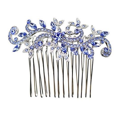 Floral Hair Comb, Crystal Hair Clips, Floral Hair Combs, Hair Combs, Crystal Hair, Floral Hair, Gorgeous Hair, Blue Crystals, Hair Accessories For Women