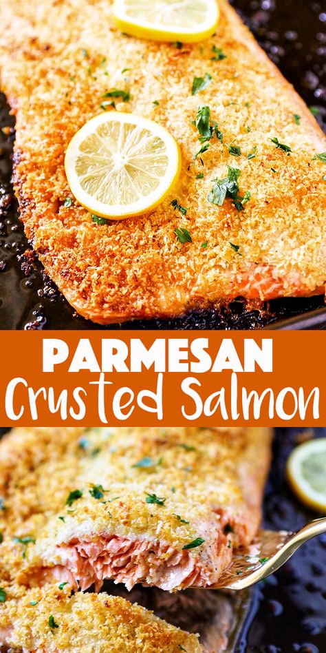 Salmon Recipes Panko Crusted, Salmon Panko Crusted, Candied Garlic, Salmon Filet Recipe, Filet Recipes, Crusted Salmon Recipes, Salmon Fillet Recipes, Parmesan Crusted Salmon, Parmesan Salmon