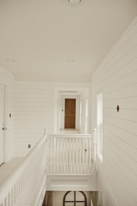 Major Upstairs Hallway Progress!! Upstairs Hallway, Cottage Farm, White Cottage, Three Floor, House Projects, Mountain Home, White Decor, Our House, House Inspo