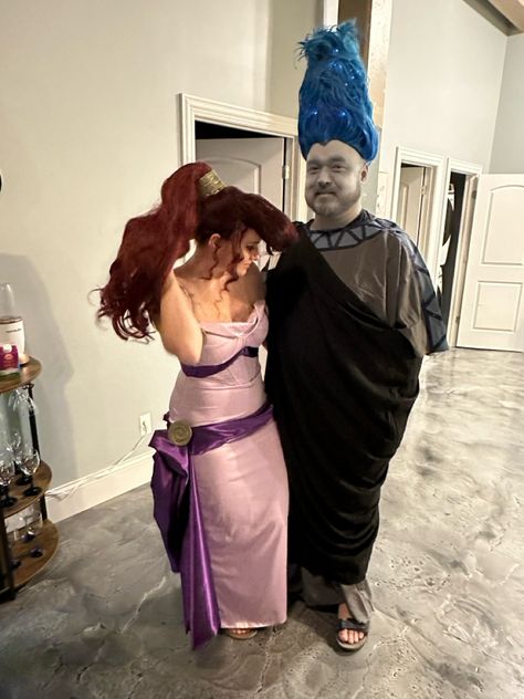 This has to be one of my favorite costumes I’ve piece together and created for us. My husband and I were Megara and Hades from Disney��’s Hercules for our Halloween couples costumes. Hades And Meg Costume, Megara And Hades, Hades Halloween Costume, Megara Costume, Meg Costume, Hades Costume, Hercules Costume, Halloween Couples Costumes, Halloween Couples