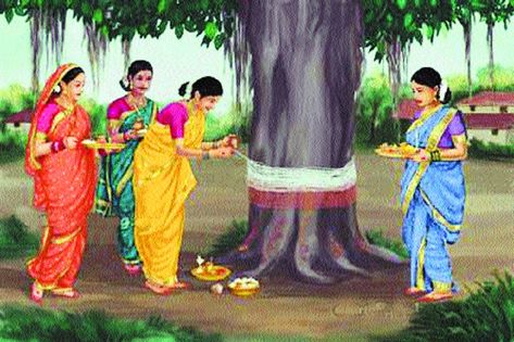 Women Worshipping, Somvati Amavasya, Vat Purnima, Banyan Leaf, Married Women, Spiritual Transformation, Hindu Festivals, Banyan Tree, June 2022