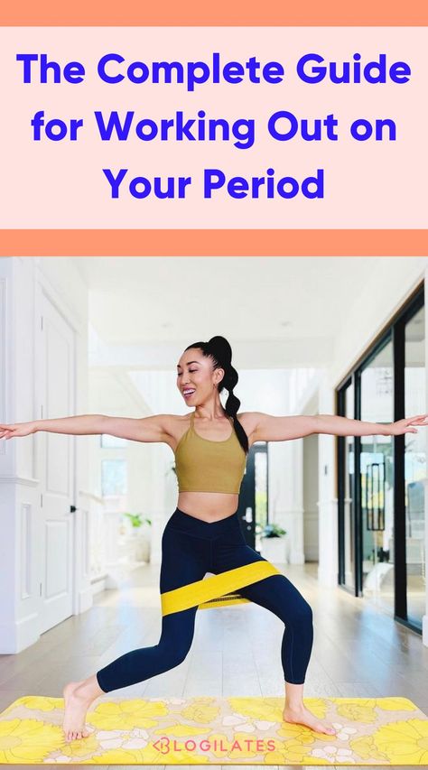 Period exercises and best tips for working out on a period. AT home or at gym workouts for your period and more at Blogilates. How To Workout On Your Period, Period Exercises Workouts, Exercises To Do During Periods, Workouts On Period, Exercising During Period, Period Workout Exercises Gym, Gym Workouts On Your Period, Workouts To Do On Your Period, Working Out During Period