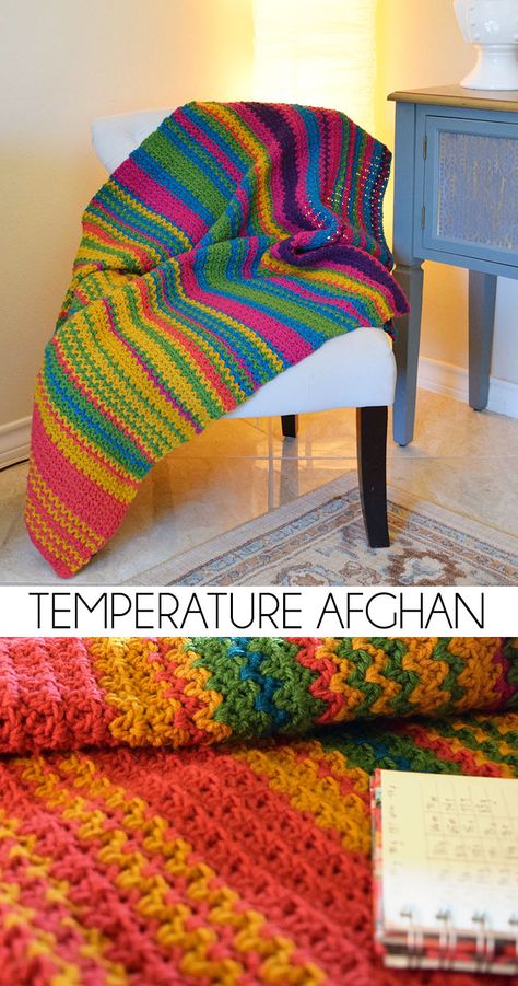 Temperature Afghan, Crochet Blanket Girl, Motifs Afghans, Afghan Crochet Patterns Easy, Temperature Blanket, Afghans Crochet, Confection Au Crochet, Afghan Crochet, Crochet Simple