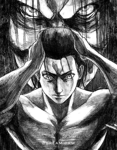 Eren Jaeger Drawing, Eren Jaeger Titan Form, Eren Founding Titan, Erin Attack On Titan, Eren Manga, Founding Titan, Attack On Titan Tattoo, Buddhist Art Drawing, Minato Namikaze