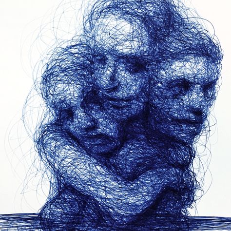 #ballpoint #ballpointpendrawing #adamriches #blue #ink #drawing #art #artist #pen Dark Ink Illustration, Black And Blue Pen Drawing, Dysphoria Drawing, Biro Pen Art, Blue Ballpoint Pen Art, Blue Pen Sketches, Pen Scribble Art, Blue Pen Art, Blue Pen Drawing