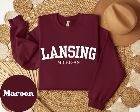 Michigan Sweatshirt, Lansing Michigan, Color Chart, Shirt Color, San Jose, Hooded Sweatshirts, Michigan, Return Policy, Colorful Shirts