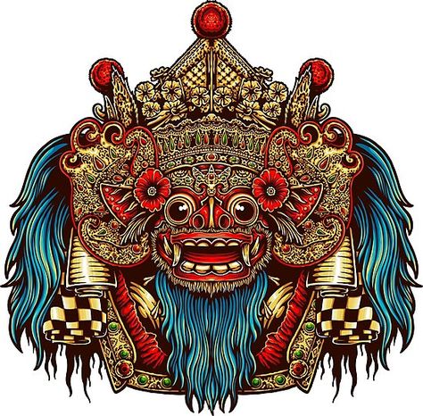 Rangda Bali Art, Barong Bali, Mayan Tattoos, Bali Art, Frog Illustration, Indonesian Art, Eagle Art, Plastic Art, Mythology Art