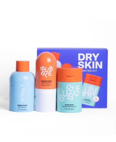 Bubble Skin care 3-Step Hydrating Routine Bundle, for Normal to Dry Skin. Bubble Dry Skin, Bubble Skincare Products, Bubble Skincare For Kids, Skin Care Bubble, Sephora Skin Care For Kids, Skin Care For Kids, Bubble Skin Care, Preppy Skin Care, Aesthetic Skin Care Products