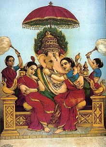 Santoshi Mata - Wikipedia, the free encyclopedia Ravivarma Paintings, Arte Ganesha, Om Gam Ganapataye Namaha, Ayurveda Massage, Raja Ravi Varma, Mysore Painting, God Ganesh, Shiva Parvati Images, Lord Ganesha Paintings