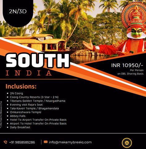 Explore South India holiday packages or customize your south india tour with Best Tour Operator #MakeMyBreaks. For Enquiry Call: +91 9858585286 #southindia #tour #tourpackages #travel #tour #touroperator #touroperatorindia #besttouroperator #makemybreaks #travelagents South India Tour, India Holidays, Holiday Packages, India Tour, Tour Posters, Holiday Packaging, Tour Operator, South India, Group Tours