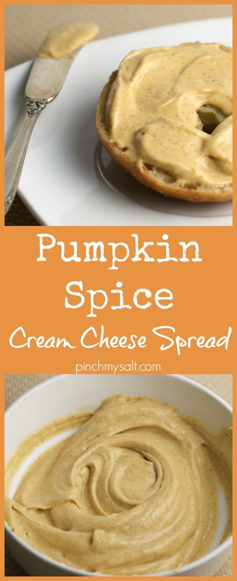 Pumpkin Spread Recipe, Pumpkin Cream Cheese Spread, Cream Cheese Flavors For Bagels, Cream Cheese Bagel Spread, Pumpkin Spice Bagel Recipe, Trader Joe’s Pumpkin Cream Cheese, Pumpkin Spice Whipped Cream Recipe, Cream Cheese Spread For Bagels, Dip For Fruit