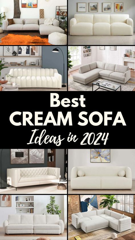 Discover the top cream sofa ideas for 2024, featuring stylish and versatile designs to elevate any living space. Cream Sectional Living Room Decor, Japandi Sofa, Cream Sofas, Furniture Mid Century Modern, Furniture Mid Century, Dream Sofa, Sofa Ideas, Dream Sofas, Cream Sofa