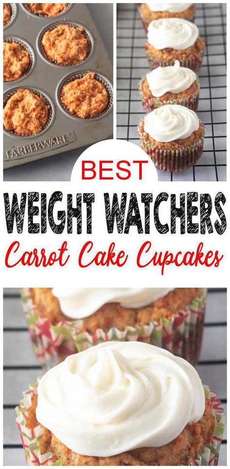 Ww Cupcakes, Weight Watchers Cupcakes, Weight Watchers Kuchen, Cupcake Desserts, Recipe Carrot Cake, Weight Watchers Cake, Ww Snacks, Weight Watcher Desserts, Ww Food